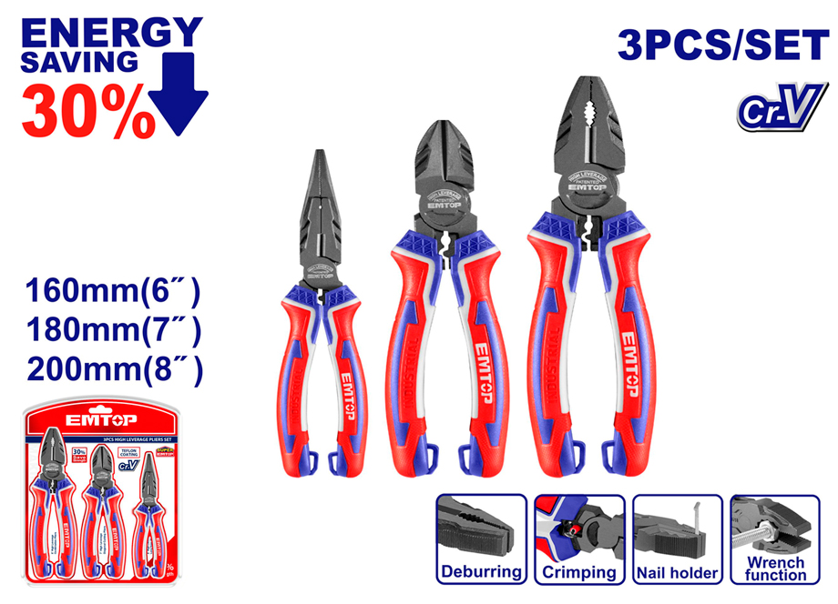 SET OF 3 Cr-V EMTOP PLIERS (COMBINED 8